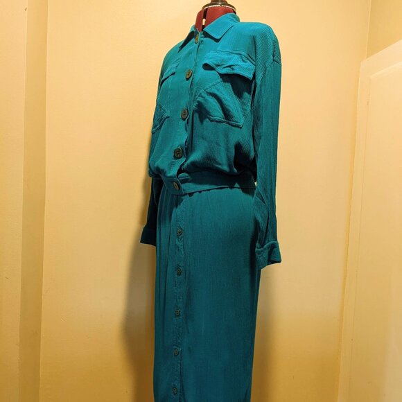 Vintage Carole Little 1980s Teal Turquoise Two-Piece Set – Size 8 / M - Picture 1 of 14